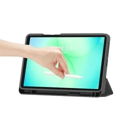 Tablettok Samsung Galaxy Tab A11 8.7 X133 / X135 - szürke vászon anyagú smart case tablet tok, ceruza tartóval-4