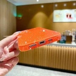 Telefontok iPhone 14 - Larte shiny - narancssárga csillámos hátlap tok-3