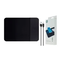 Egérpad Setty - egérpad, QI 10W vezeték nélküli töltővel, fekete (298 x 220 mm)-3