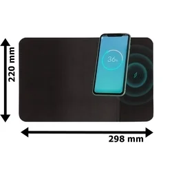 Egérpad Setty - egérpad, QI 10W vezeték nélküli töltővel, fekete (298 x 220 mm)-2