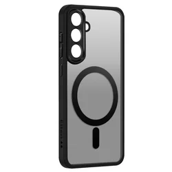 Telefontok Samsung Galaxy A56 5G - áttetsző/fekete, MagSafe kompatibilis matt hátlap tok-1