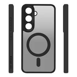 Telefontok Samsung Galaxy A56 5G - áttetsző/fekete, MagSafe kompatibilis matt hátlap tok-2