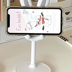 Univerzális asztali telefontartó állvány, nyuszi formás, fehér-3