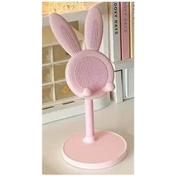 Univerzális asztali telefontartó állvány, nyuszi formás, pink-2