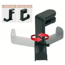 Fejhallgató tartó: Asztalra / polcra rögzíthető, rugós fejhallgató tartó, fekete-2