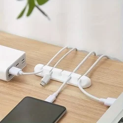 Univerzális 5 klipszes kábelrendező, fehér szilikon, ragasztható-2