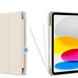 Tablettok iPad 2022 10.9 (iPad 10) - homokszínű smart case, ceruza tartóval-3