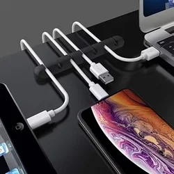 Univerzális 7 klipszes kábelrendező, fekete szilikon, ragasztható-3