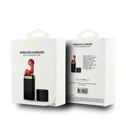 Headset: Guess Lipstick Shape TWS - fekete/piros vezeték nélküli stereo bluetooth headset, töltőtokkal-4