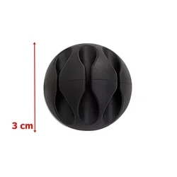 Univerzális 3 klipszes kör kábelrendező, fekete szilikon, ragasztható-1