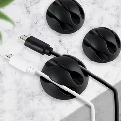 Univerzális 3 klipszes kör kábelrendező, fekete szilikon, ragasztható-3