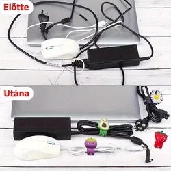 Univerzális Virág figurás kábelrendező, fekete/fehér szilikon, patentos-3