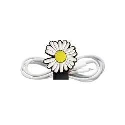 Univerzális Virág figurás kábelrendező, fekete/fehér szilikon, patentos-2