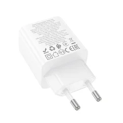 Hoco N56 - 2XUSB / 2XType-C (USB-C) portos fehér hálózati gyors töltőfej, 30W-1
