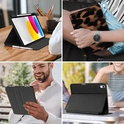 Tablettok iPad 10.9 (iPad 10) - LAMANO párduc mintás smart case, ceruza tartóval-6