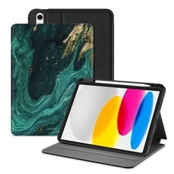 Tablettok iPad 10.9 (iPad 10) - LAMANO VERDE AURA mintás smart case, ceruza tartóval-1