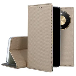 Telefontok Honor Magic8 Lite - arany mágneses szilikon keretes könyvtok-3