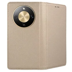 Telefontok Honor Magic8 Lite - arany mágneses szilikon keretes könyvtok-2