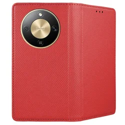 Telefontok Honor Magic8 Lite - piros mágneses szilikon keretes könyvtok-2