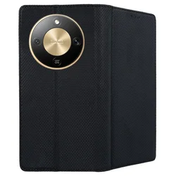 Telefontok Honor Magic8 Lite - fekete mágneses szilikon keretes könyvtok-2