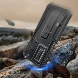 Telefontok Samsung Galaxy A17 4G / 5G - Tech- Protect Kevlar Pro- átlátszó előlap + plexi fekete hátlapi 360°-os tok , kitámasztható-1