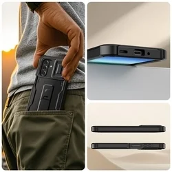 Telefontok Samsung Galaxy A17 4G / 5G - Tech- Protect Kevlar Pro- átlátszó előlap + plexi fekete hátlapi 360°-os tok , kitámasztható-5