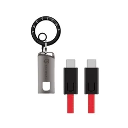 Tactical OODA Loop - Type-C / Type-C (USB-C) piros szövet kábel karabínerrel, 15cm-1