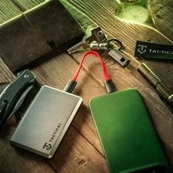 Tactical OODA Loop - Type-C / Type-C (USB-C) piros szövet kábel karabínerrel, 15cm-2