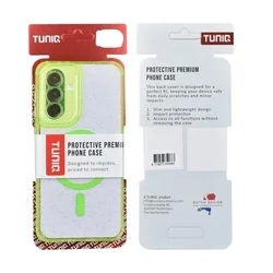 Telefontok Samsung Galaxy A36 5G - TUNIQ - MagSafe kompatibilis átlátszó/zöld csillámos műanyag hátlap tok, szilikon kerettel-2