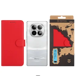 Telefontok Xiaomi Redmi Note 15 4G / LTE - Tactical Field piros szilikon keretes könyvtok mágneses ráhajtófüllel-2