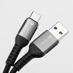 Forcell F-Energy C256 - Type-C (USB-C) / USB fekete szövetkábel, 3A / 66W-5