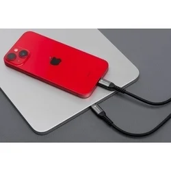Forcell F-Energy C257 - Lightning / USB fekete szövetkábel, 2,4A / 12W-4
