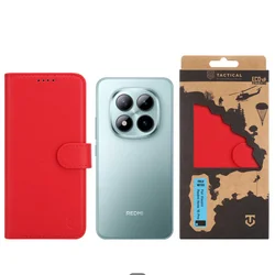 Telefontok Xiaomi Redmi Note 15 Pro 4G / LTE - Tactical Field piros szilikon keretes könyvtok mágneses ráhajtófüllel-2