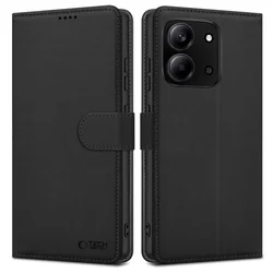 Telefontok Xiaomi Poco C85 - Tech- Protect Wallet - fekete bőr könyvtok, ráhajtófüllel ﻿-2
