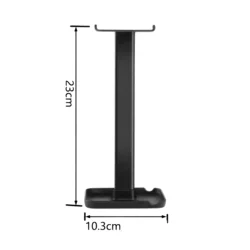 Univerzális asztali fejhallgató tartó állvány + telefon- és tablettartó, fekete-1