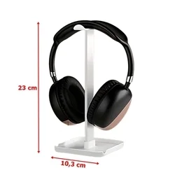 Univerzális asztali fejhallgató tartó állvány + telefon- és tablettartó, fehér-1