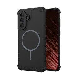 Telefontok Samsung Galaxy S26 - Defender Mag - MagSafe kompatibilis, fekete ütésálló hátlap tok-1