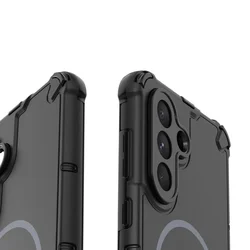 Telefontok Samsung Galaxy S26 - Defender Mag - MagSafe kompatibilis, fekete ütésálló hátlap tok-3