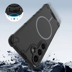 Telefontok Samsung Galaxy S26 - Defender Mag - MagSafe kompatibilis, fekete ütésálló hátlap tok-5