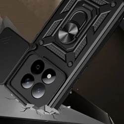 Telefontok Xiaomi Redmi Note 15 Pro 5G - Camshield - fekete szilikon tok, kitámasztó ujjgyűrűvel, csúsztatható kameravédővel-2