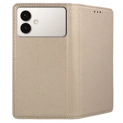 Telefontok Samsung Galaxy S26 Edge - arany mágneses szilikon keretes könyvtok-2