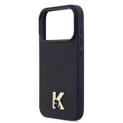 Telefontok iPhone 17 Pro - Karl Lagerfeld Saffiano Leather - Metal K & Karl Logo - MagSafe kompatibilis sötétkék hátlap tok-4