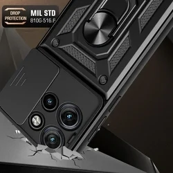 Telefontok Motorola Edge 60 Neo 5G - Camshield - fekete szilikon tok, kitámasztó ujjgyűrűvel, csúsztatható kameravédővel-2