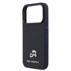 Telefontok iPhone 17 Pro Max - Karl Lagerfeld Saffiano Leather - K&C Head Logo - MagSafe kompatibilis kék hátlap tok-4