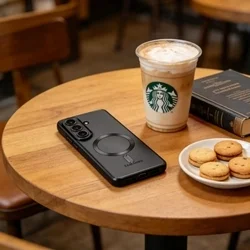  Telefontok Samsung Galaxy S26 - MagSafe kompatibilis átlátszó hátlap tok, fekete szilikon kerettel-3