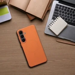 Telefontok Samsung Galaxy S26  - KEVLAR MagSafe kompatibilis narancs szilikon hátlap tok-3