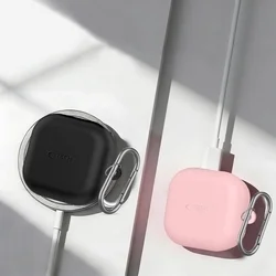 Samsung Galaxy Buds 4 / 4 Pro tartó - pink szilikon karabinerrel-3