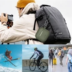 AirPods 4 tartó - fekete szilikon tok, karabinerrel-2