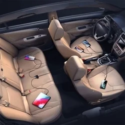 Joyroom JR-CL03 - szivartöltő fej, 5 USB portos, hosszabbító kábellel, 6,2A, fekete-7