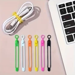 Kábelrendező - 6db vegyes színű, kábelrendező szilikon szalag-2